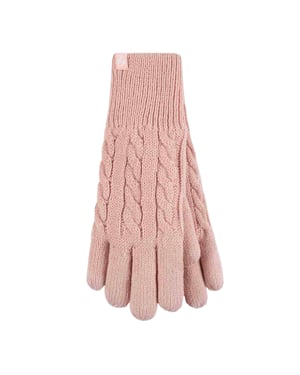 Guantes térmicos de invierno de mujer de punto por cable con forro polar de 2,3 Tog