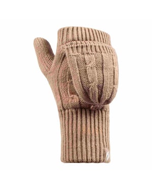 Señoras de punto de cable 2.3 Tog invierno térmico sin dedos Convertidor Guantes