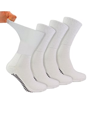 Paquete de 4 calcetines de bambú para diabéticos con puños para hombres y mujeres