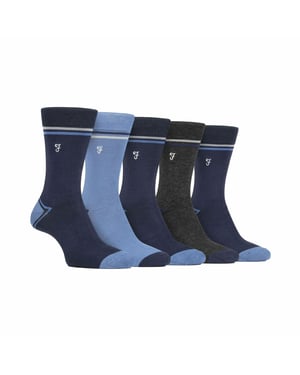 Paquete de 5 calcetines de bambú con rayas brillantes para hombre