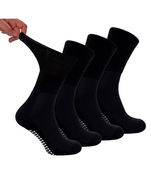 Paquete de 4 calcetines de bambú para diabéticos con puños para hombres y mujeres