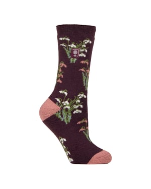 Calcetines térmicos para mujer | Calcetines finos de vellón con estampado floral