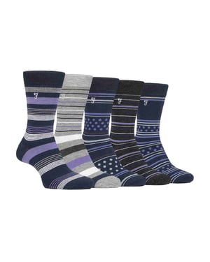 Lote de 5 calcetines de bambú con rayas brillantes para hombre