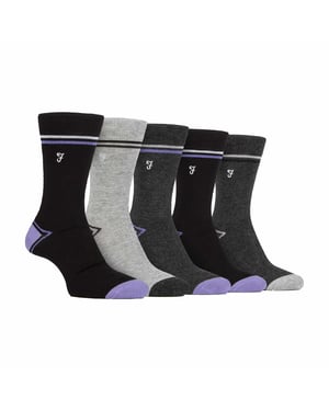 Lote de 5 calcetines de bambú con rayas brillantes para hombre
