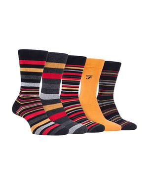 Paquete de 5 calcetines de bambú con rayas brillantes para hombre