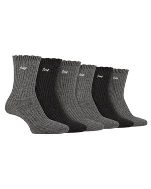 Pack de 6 calcetines de bambú para mujer con la parte superior festoneada
