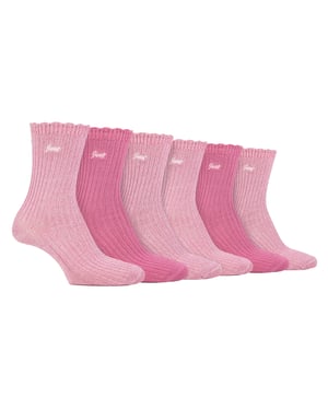 Pack de 6 calcetines de bambú para mujer con la parte superior festoneada