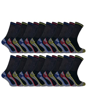 24 Pares Mens Multipack Calcetines de Trabajo de Bambú Suaves y Transpirables