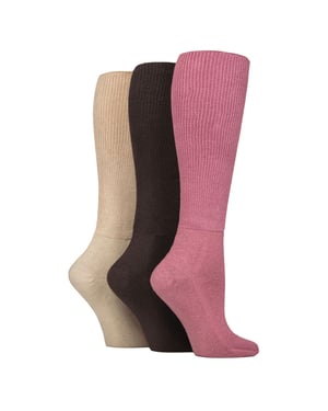 Lote de 3 calcetines de bambú suaves hasta la rodilla para mujeres diabéticas