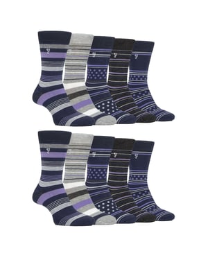 Paquete múltiple de 10 pares de calcetines de bambú brillante para hombre