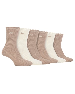 Pack de 6 calcetines de bambú para mujer con la parte superior festoneada