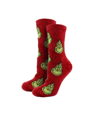 Ladies Novelty Grinch Socks | Funny Red Grinch Design Christmas Socks