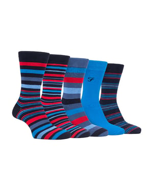 Lote de 5 calcetines de bambú con rayas brillantes para hombre
