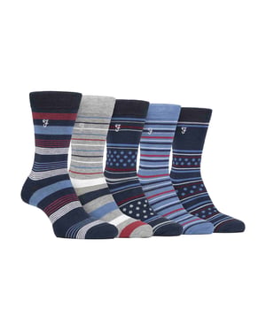 Paquete de 5 calcetines de bambú con rayas brillantes para hombre