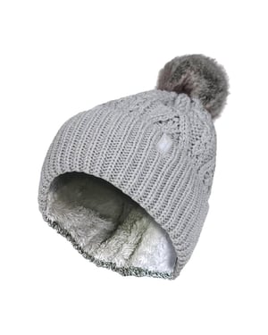 Gorro de punto para mujer con puño y borla