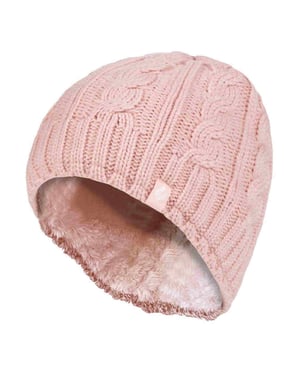 Gorro térmico de invierno con forro polar de 3,4 Tog de punto por cable para mujer