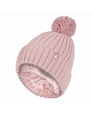 Señoras acanalado manguito térmico aislado invierno Pom Pom Bobble Hat