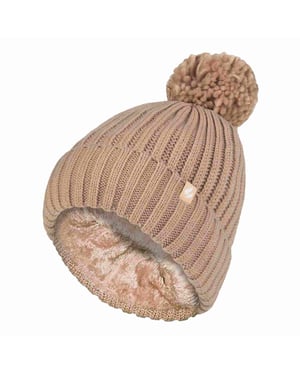 Señoras acanalado manguito térmico aislado invierno Pom Pom Bobble Hat