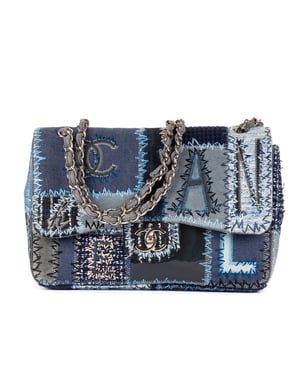 Chanel Ltd. Ed. Patchwork Classic Jumbo Flap 30 en Azul denim Lienzo