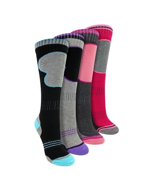 4 Pack Calcetines de Esquí para Niñas | Calcetines Térmicos Acolchados de Invierno para Niños