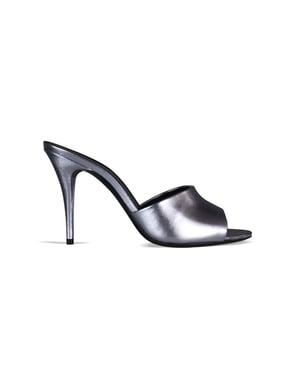 Saint Laurent LA 16 Mules Plateado