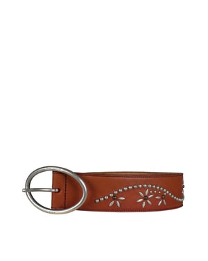 Saint Laurent Cinturón con tachuelas Marrón