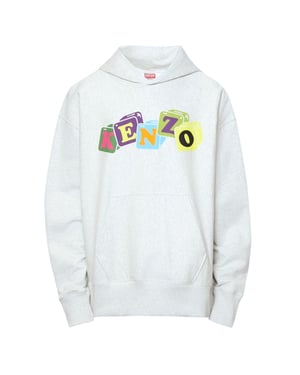 Kenzo sudadera con capucha gris con logo en bloques de colores