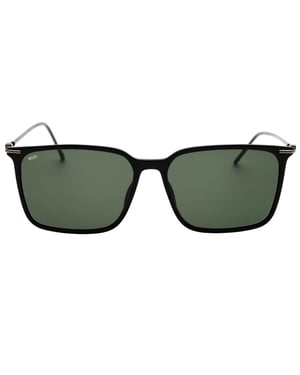 Hugo Boss gafas de sol negras con patas finas y lentes verdes