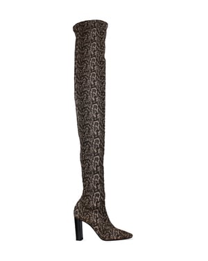 Saint Laurent Botas hasta el muslo Moon Beige