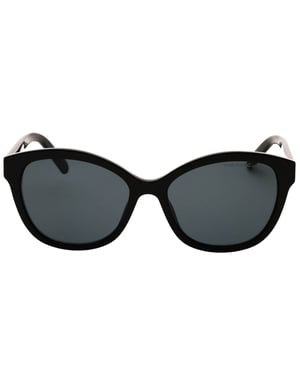 Marc Jacobs gafas de sol negras con lentes grises y logo dorado