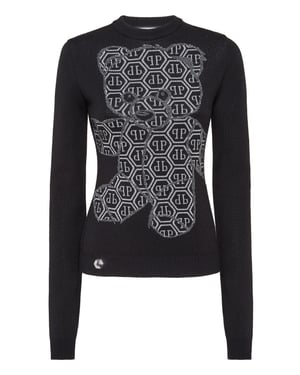 Pullover Round Neck Sexy Pure Strass Teddy Bear
