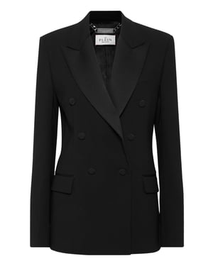 Crepe And Satin Double-Breasted Blazer Dame