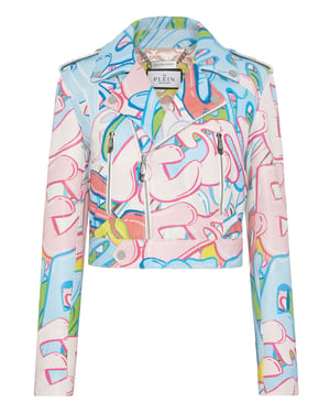 Chaqueta De Cuero Bombing Graffiti