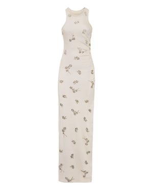 Jersey Rib Long Dress Flowers