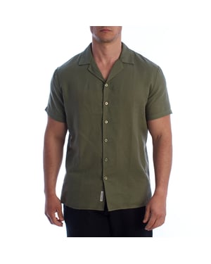 Camisa de lino de manga corta para hombre HS24MCA14