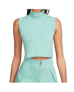Top corto sin mangas en verde menta de Nike