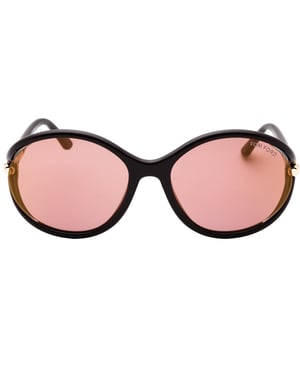 Gafas de sol Tom Ford con montura marrón oscuro brillante y lentes marrón rosa