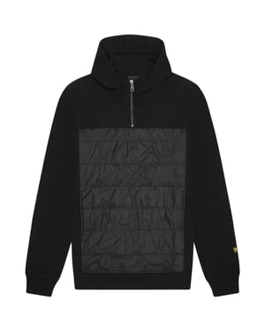 Lyle & Scott Hybrid Paneled Interlock sudadera con capucha en negro azabache