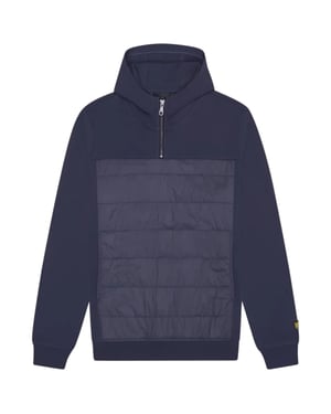 Sudadera con capucha de noche azul marino entrelazada con paneles híbridos de Lyle & Scott