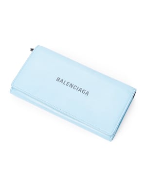 Balenciaga Everyday Long Bifold Wallet  en Azul claro Piel de becerro