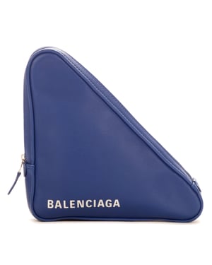 Balenciaga Triangle Pouch  en Azul Piel de becerro
