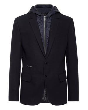 Blazer con capucha de lana hidrófuga