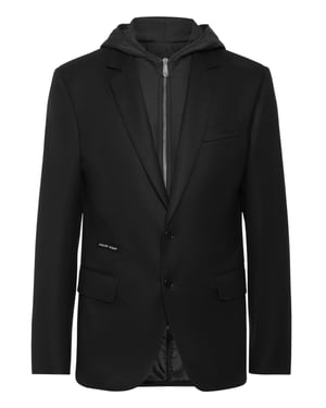 Blazer con capucha de lana hidrófuga