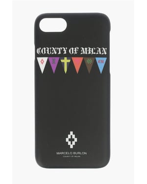 Funda para iPhone 7 con estampado en relieve FLAGS SIDES en color negro