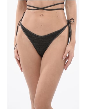 Bikini de lúrex con aplicación de logotipo en verde