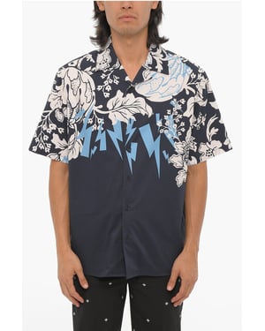 Camisa holgada de manga corta HAWAIIAN BOLTS en azul