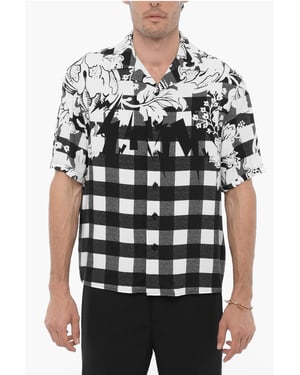 Camisa de corte cuadrado con doble estampado en blanco y negro