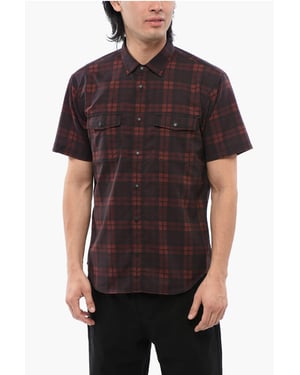 Camisa de manga corta de malla a cuadros en rojo