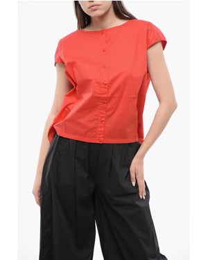 Camisa sin mangas Popeline con cordón ajustable en rojo