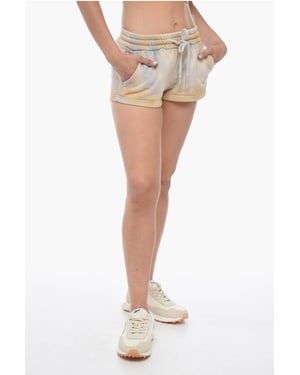 Shorts LAUNDRY con efecto lavado ácido y cordón en la cintura en beige y azul